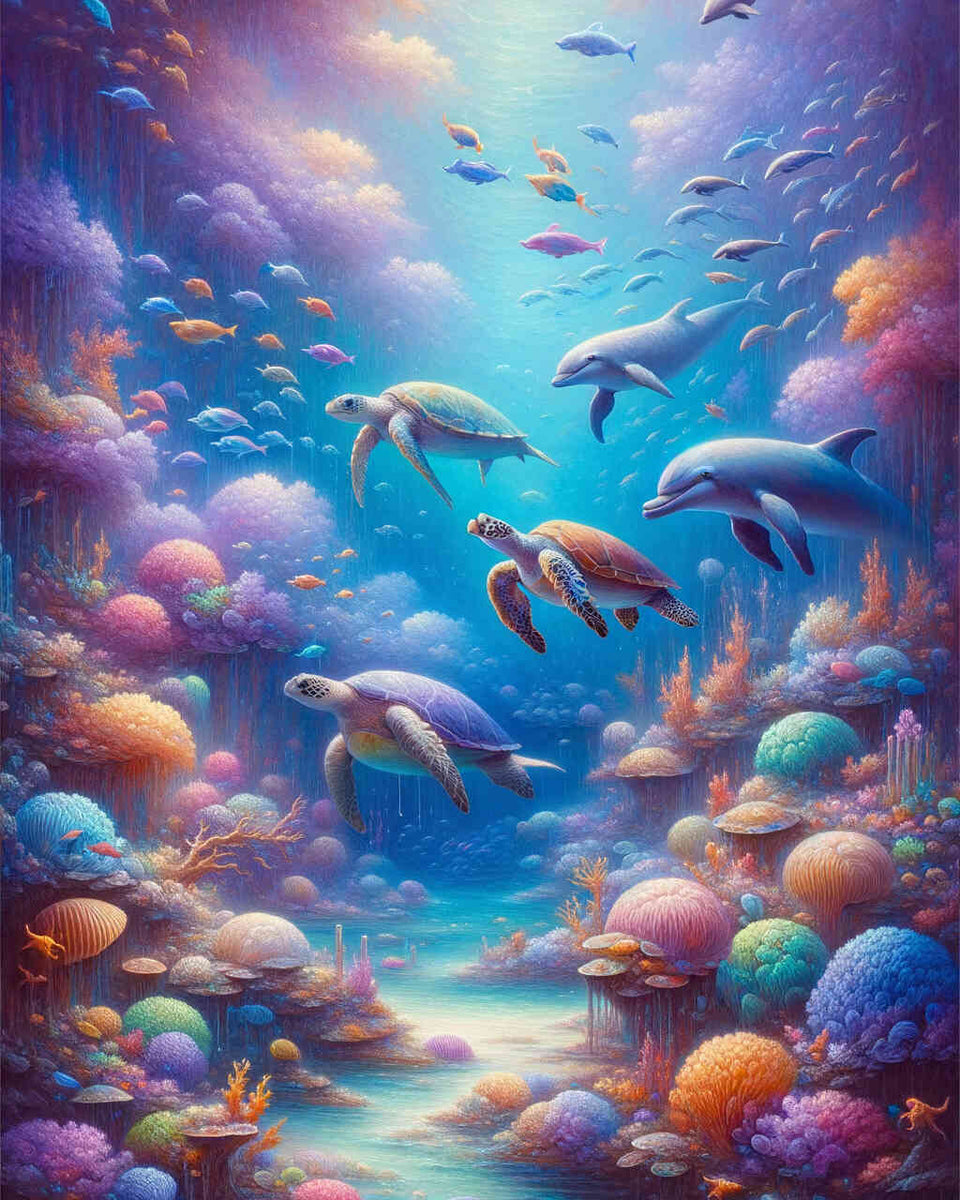 Paint by Numbers - Turtle Family Dolphins