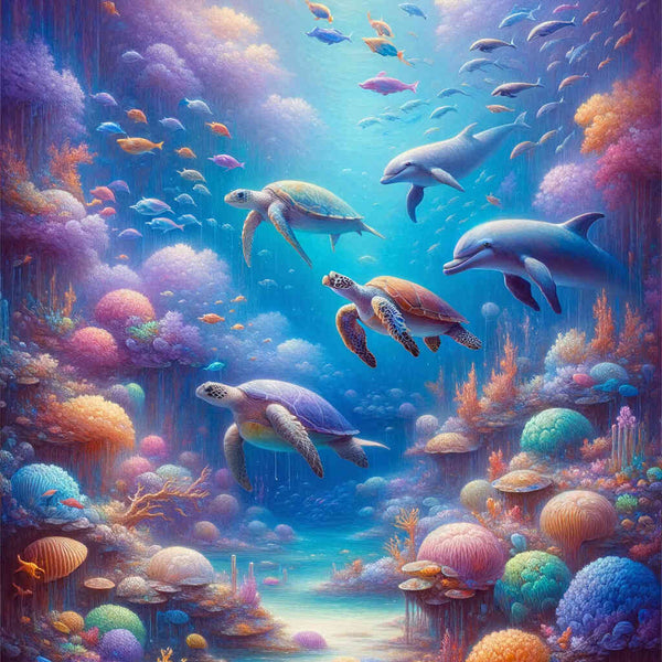 Paint by Numbers - Turtle Family Dolphins