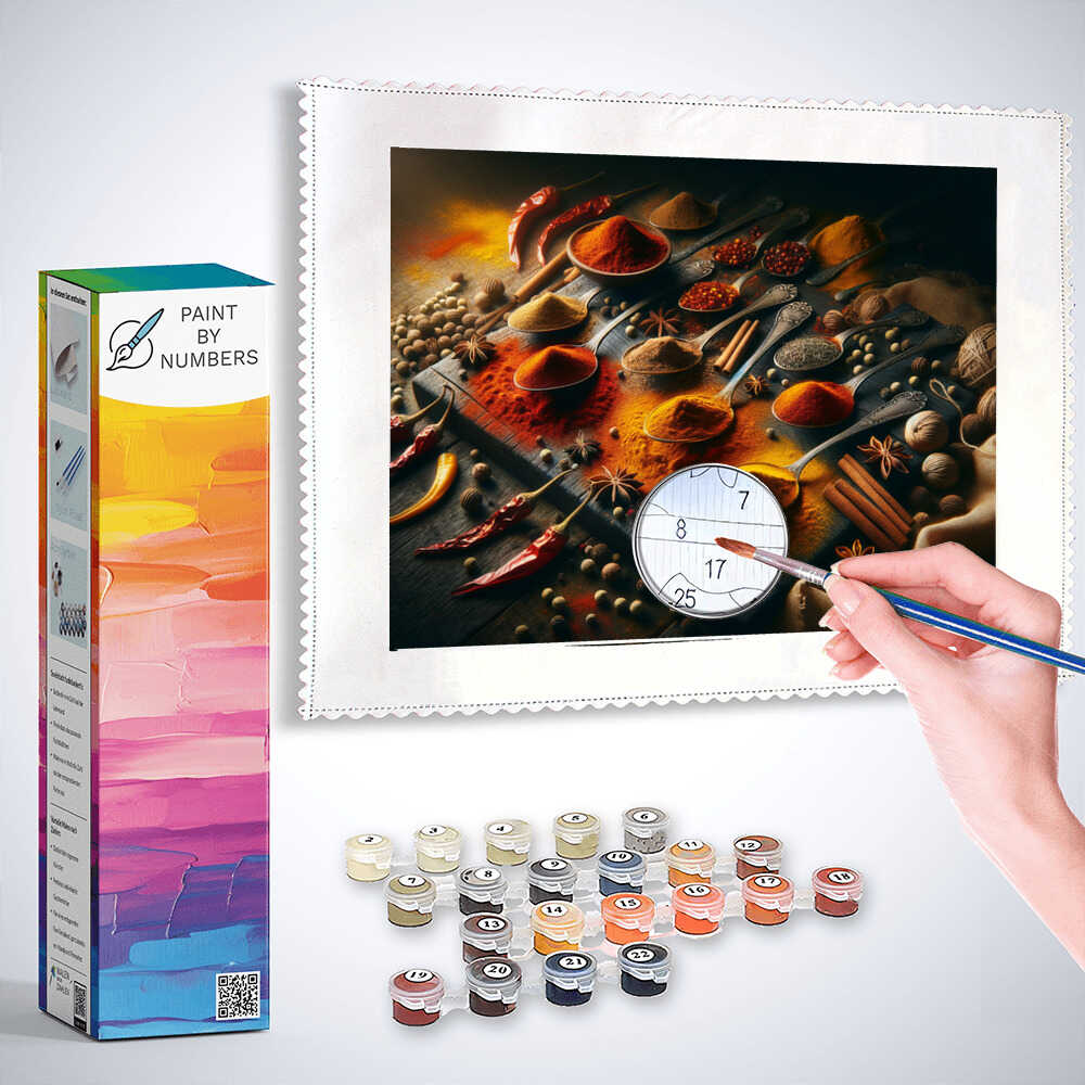 Paint by Numbers - Spices, wooden spoon