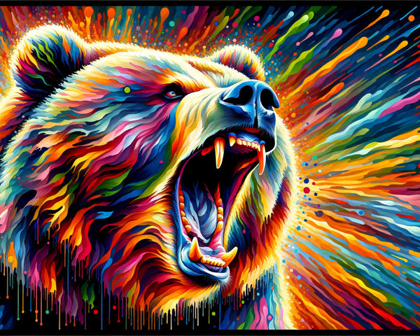 Paint by Numbers - Bear, colored and abstract