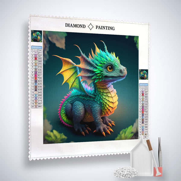 AB Diamond Painting - Kleiner Drache ganz Groß - gedruckt in Ultra-HD - AB Diamond, Drache, Fantasy, Neu eingetroffen, Quadratisch