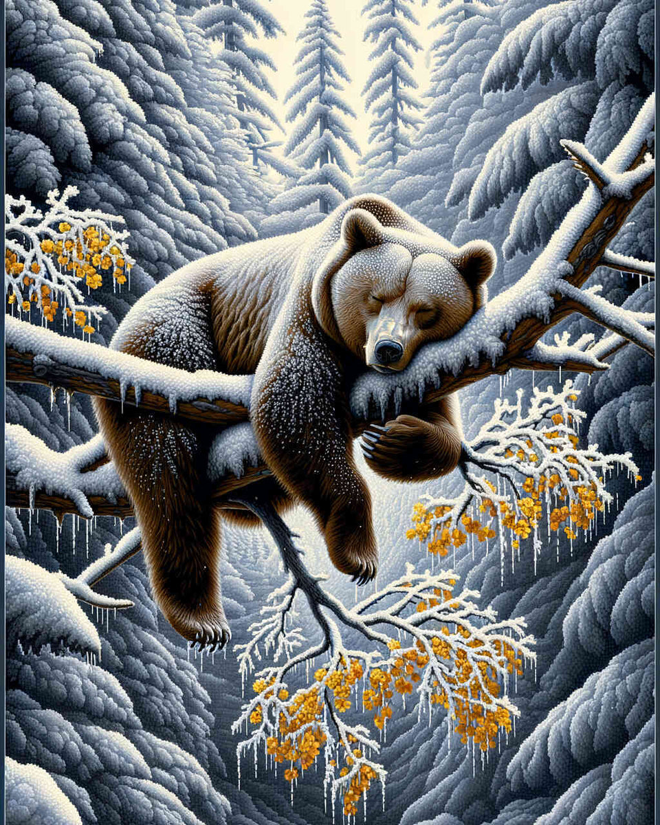 Paint by Numbers - Brown bear in tree