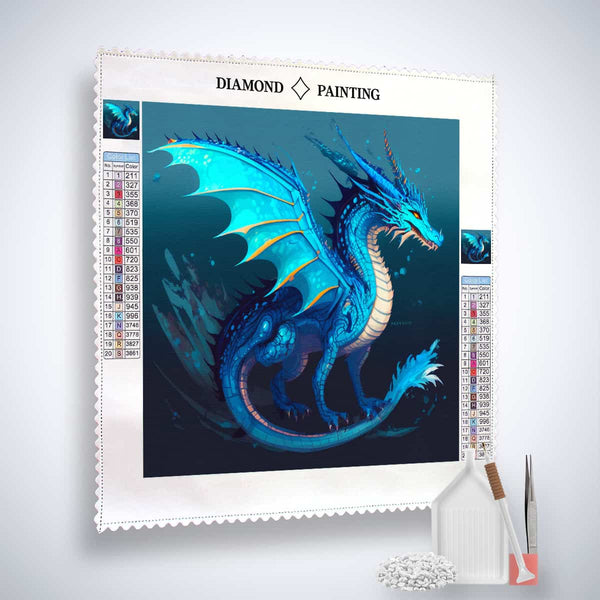 Diamond Painting - Scale Magic dragon design, complete Paint by Numbers kit with canvas, acrylic diamonds, tweezers, and pen