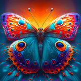 Vibrant butterfly eye design, diamond painting kit - Paint by Numbers art with sparkling acrylic diamonds and professional tools.