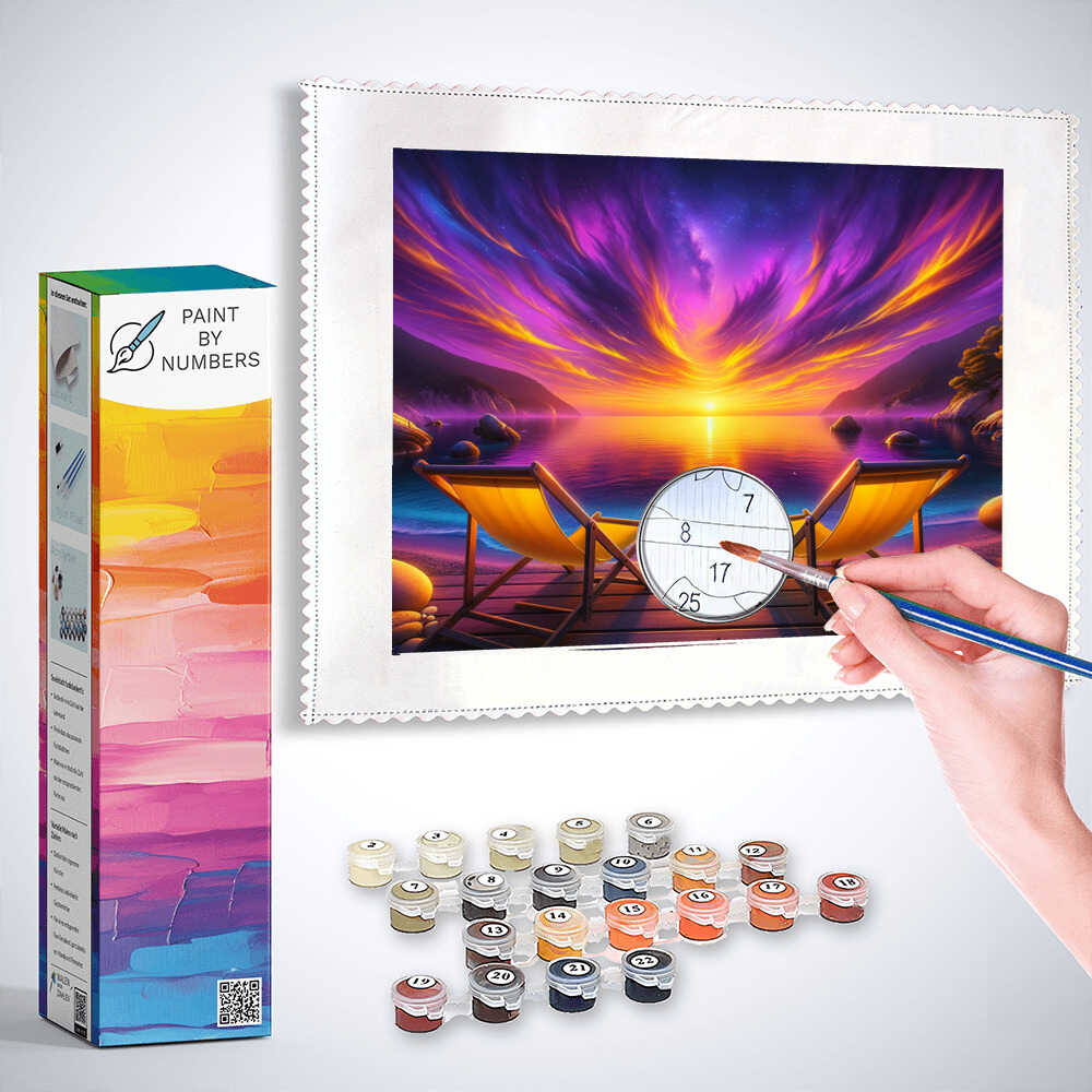 Paint by Numbers - Deck chairs in the sunset