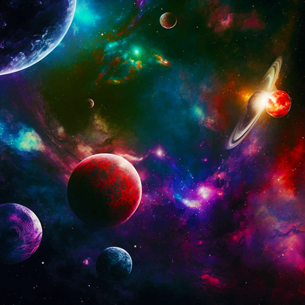"Diamond Painting - Planet Walk with colorful cosmic scene, perfect for paint by numbers enthusiasts"