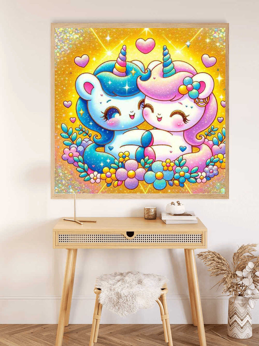 Paint by Numbers - Unicorn love, cartoon