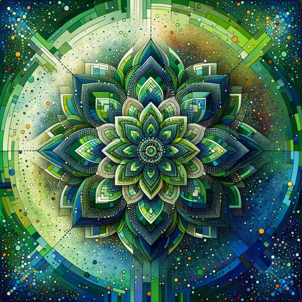 Paint by Numbers - Mandala in green and blue