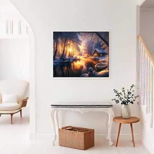 House in winter, sunset - Paint by Numbers