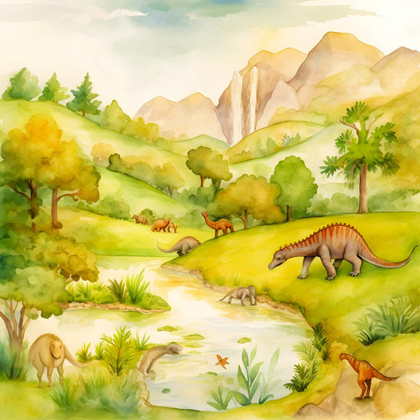 Malen nach Zahlen - Prähistorische Dinosaurier - hochwertige Leinwand - 170523, Dinosaurier, Neu eingetroffen, Quadratisch
