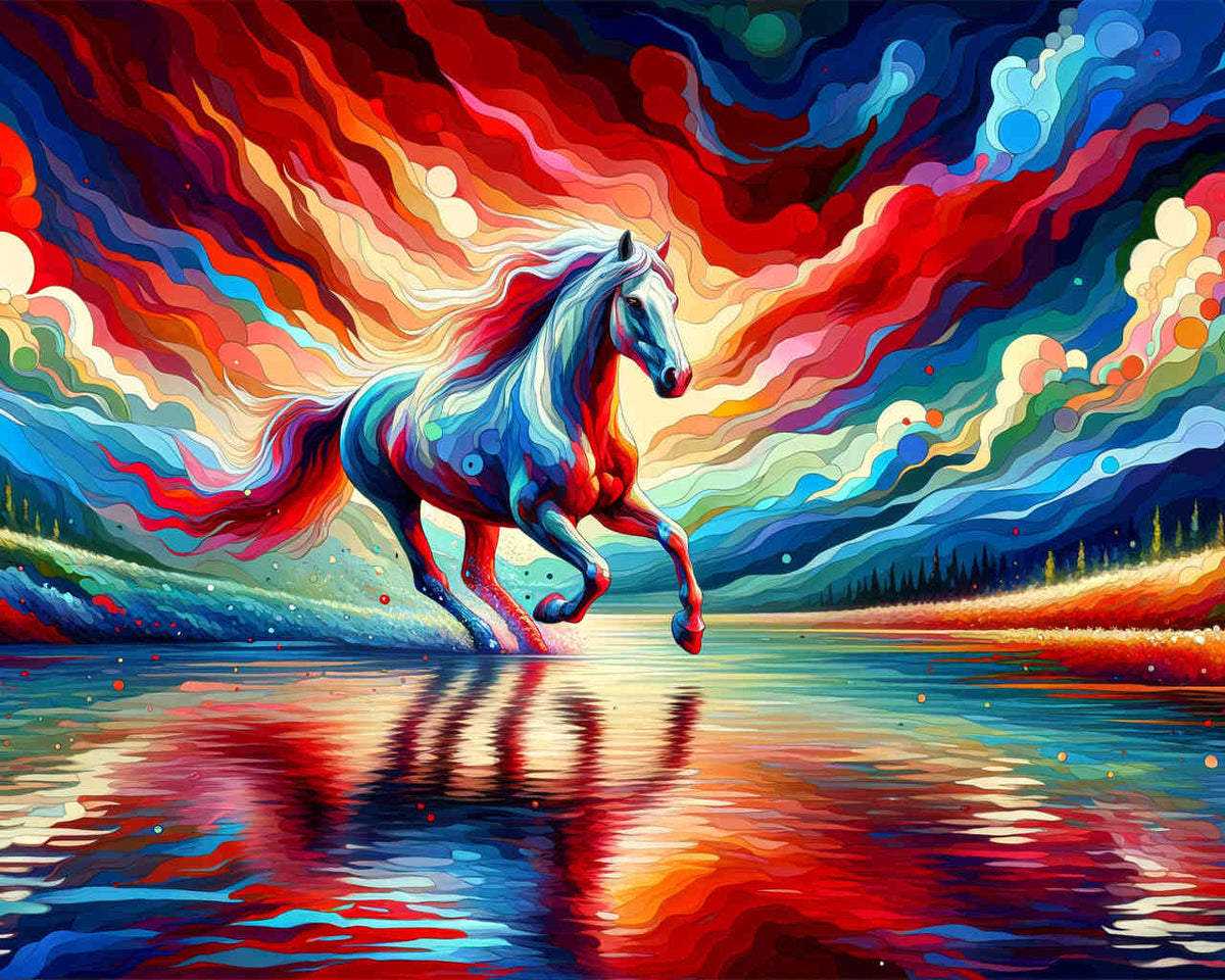 Paint by Numbers - Horse, abstract landscape