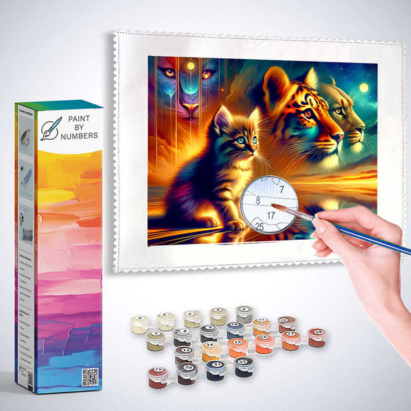Paint by Numbers - Look into the future, leopard, lion, tiger