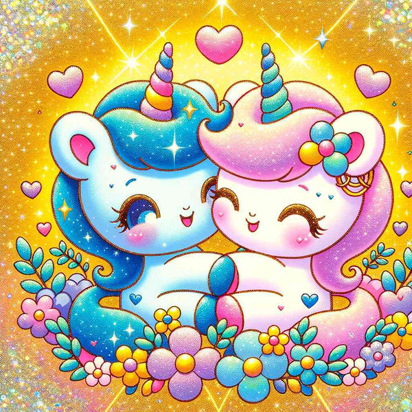 Paint by Numbers - Unicorn love, cartoon