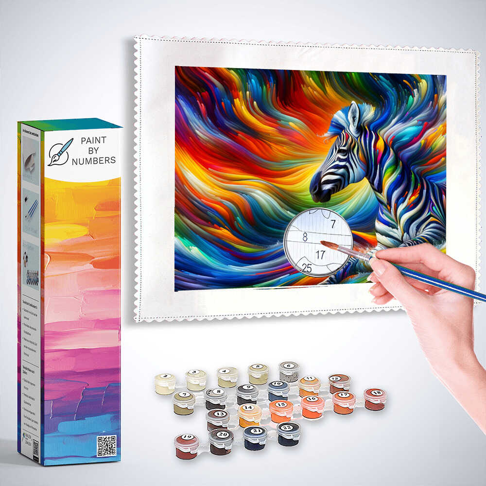Paint by Numbers - Colorful water zebra