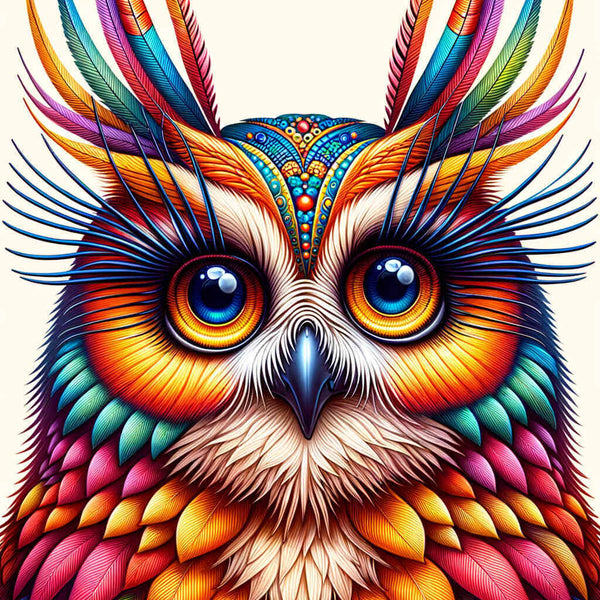 Paint by Numbers - Colorful owl with long eyelashes