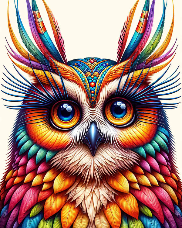 Paint by Numbers - Colorful owl with long eyelashes