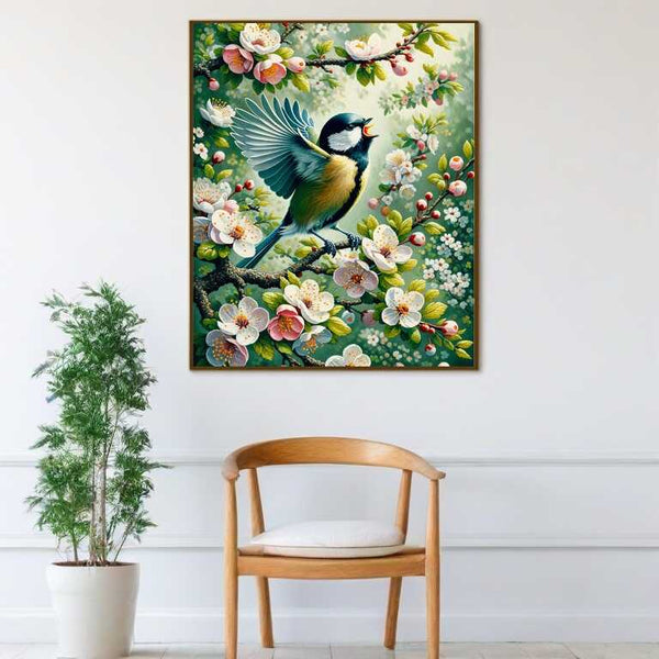 Tits in flowers - Paint by Numbers