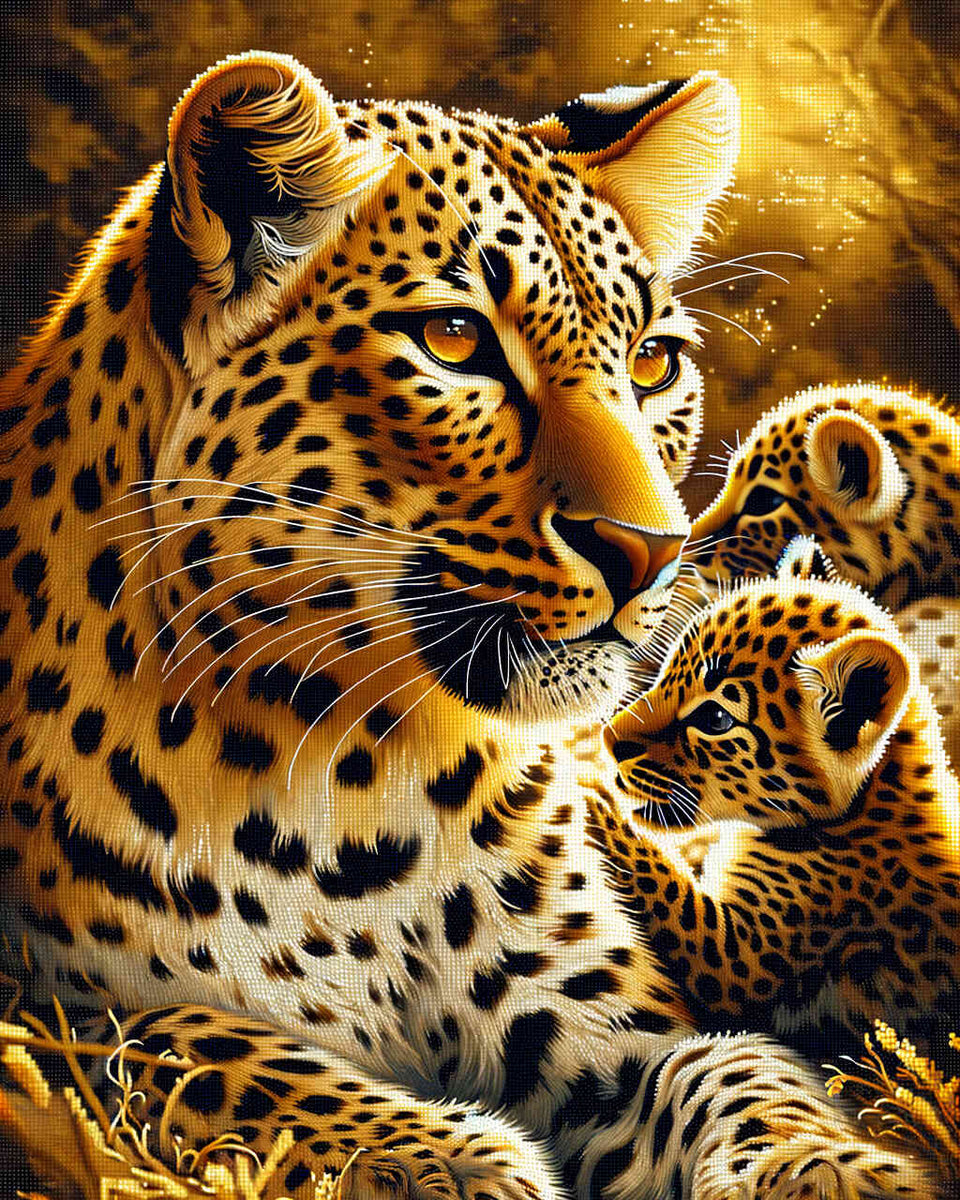 Paint by Numbers - Leopard Mother with Children
