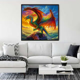 Malen nach Zahlen - Flügel des Sturms - hochwertige Leinwand - 170523, Drachen, Fantasy, Neu eingetroffen, Quadratisch