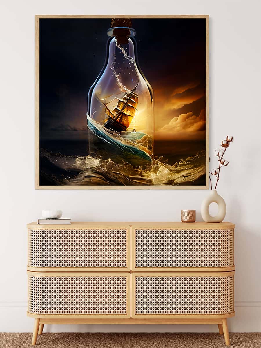 Diamond Painting - Schiff im Glas - gedruckt in Ultra-HD - Blumen, Neu eingetroffen, Quadratisch, Schiff, Schiffe