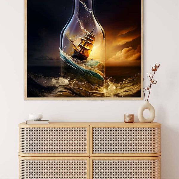 Diamond Painting - Schiff im Glas - gedruckt in Ultra-HD - Blumen, Neu eingetroffen, Quadratisch, Schiff, Schiffe