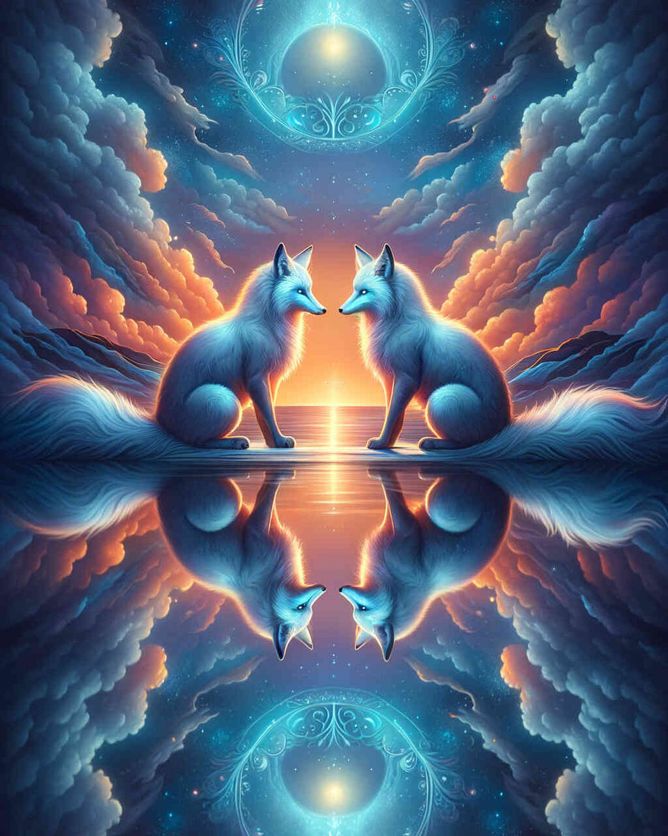 Paint by Numbers - Fox mirror image, colored