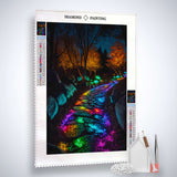 AB Diamond Painting Kit - Shining Path with Multicolor Stones, Paint by Numbers Canvas, and Application Tools
