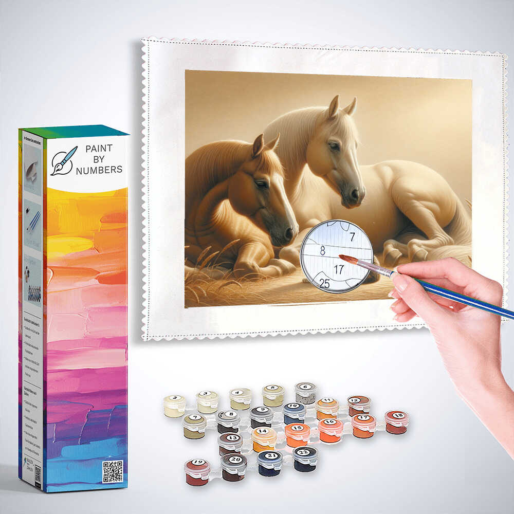 Paint by Numbers - Horses and cat