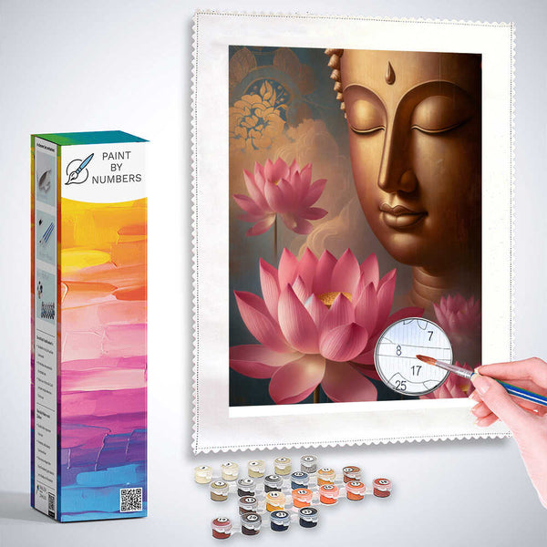 Paint by Numbers - Pink lotus flower, Buddha