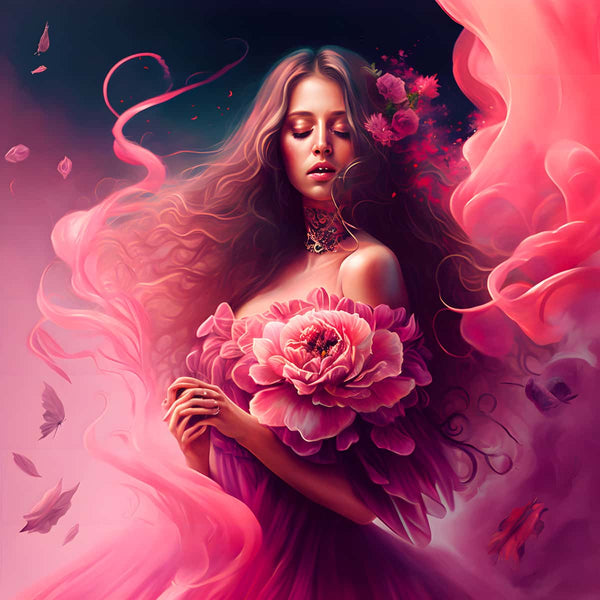 AB Diamond Painting - Pinke Rosenfrau - gedruckt in Ultra-HD - AB Diamond, Menschen, Neu eingetroffen, Quadratisch