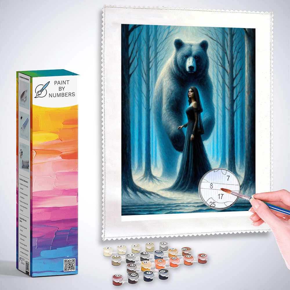 Woman with bear - Paint by Numbers