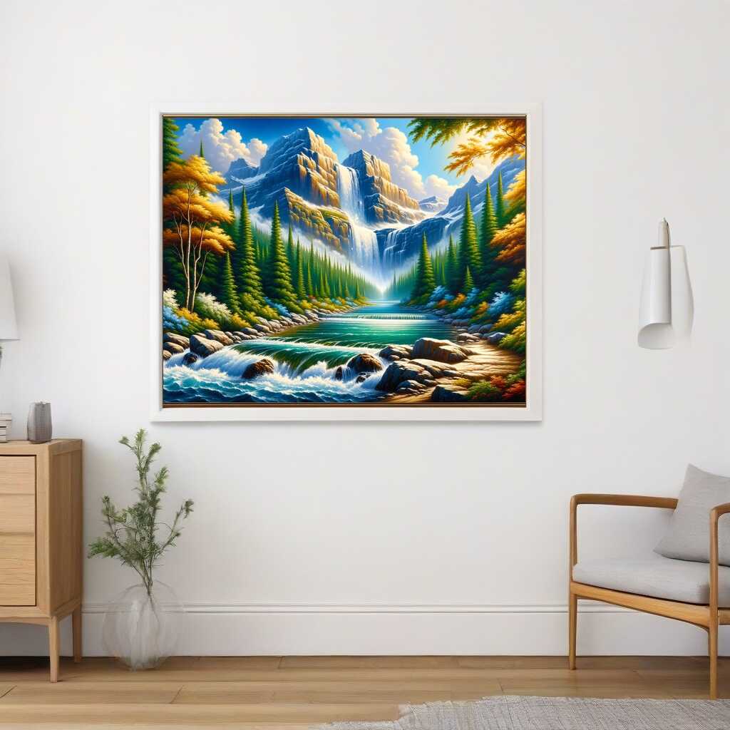 Paint by Numbers - Mountains and waterfall in the forest