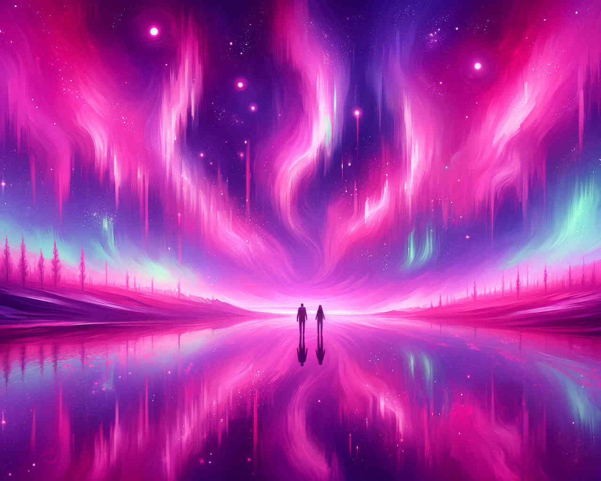 Paint by Numbers - Northern lights in pink