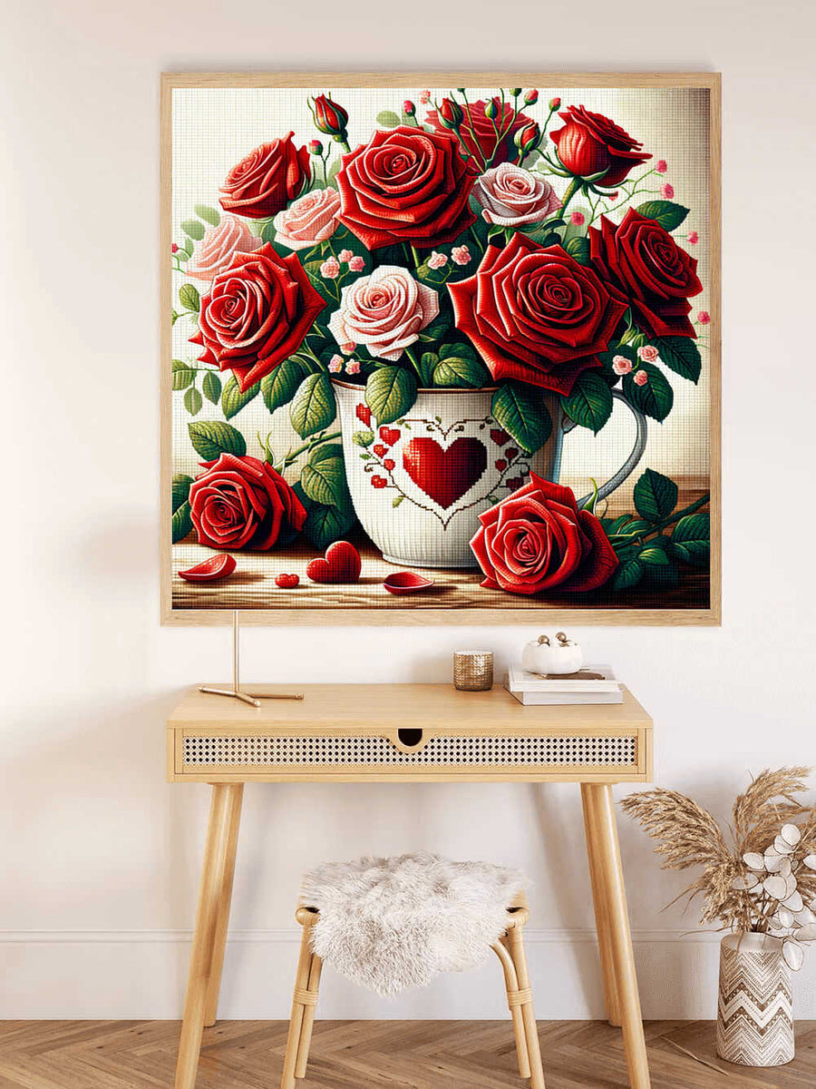 Paint by Numbers - Red rose cup