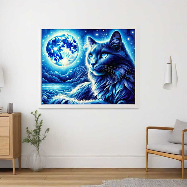 Cat in night blue - Paint by Numbers