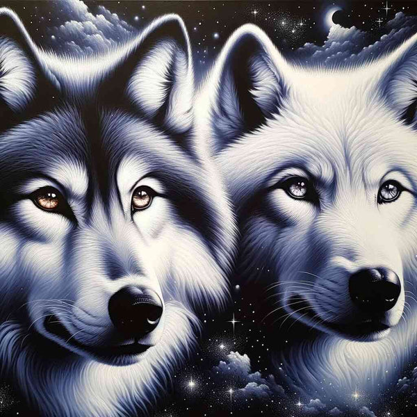 Paint by Numbers - Black and White Wolves