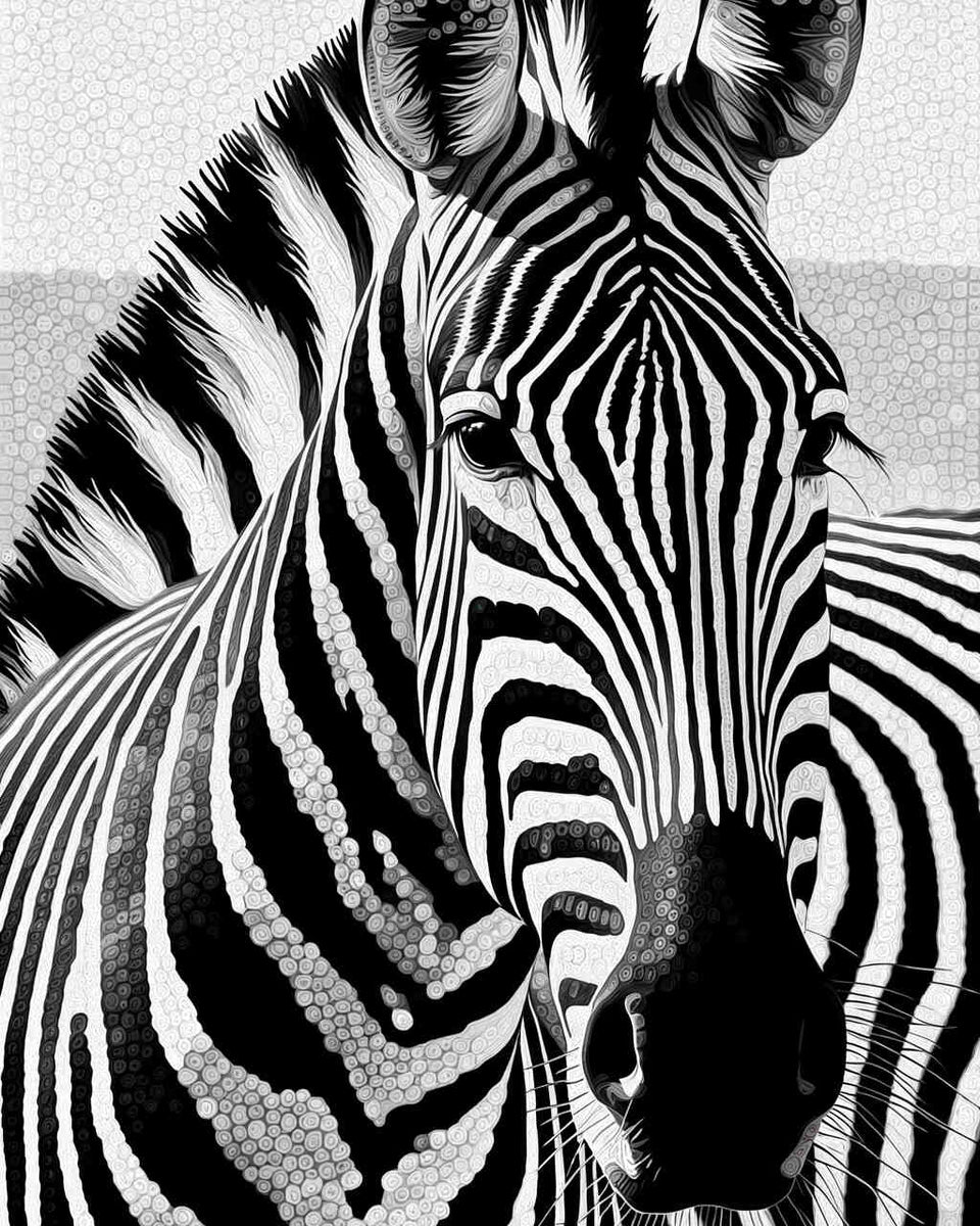 Zebra, Black and White - Paint by Numbers