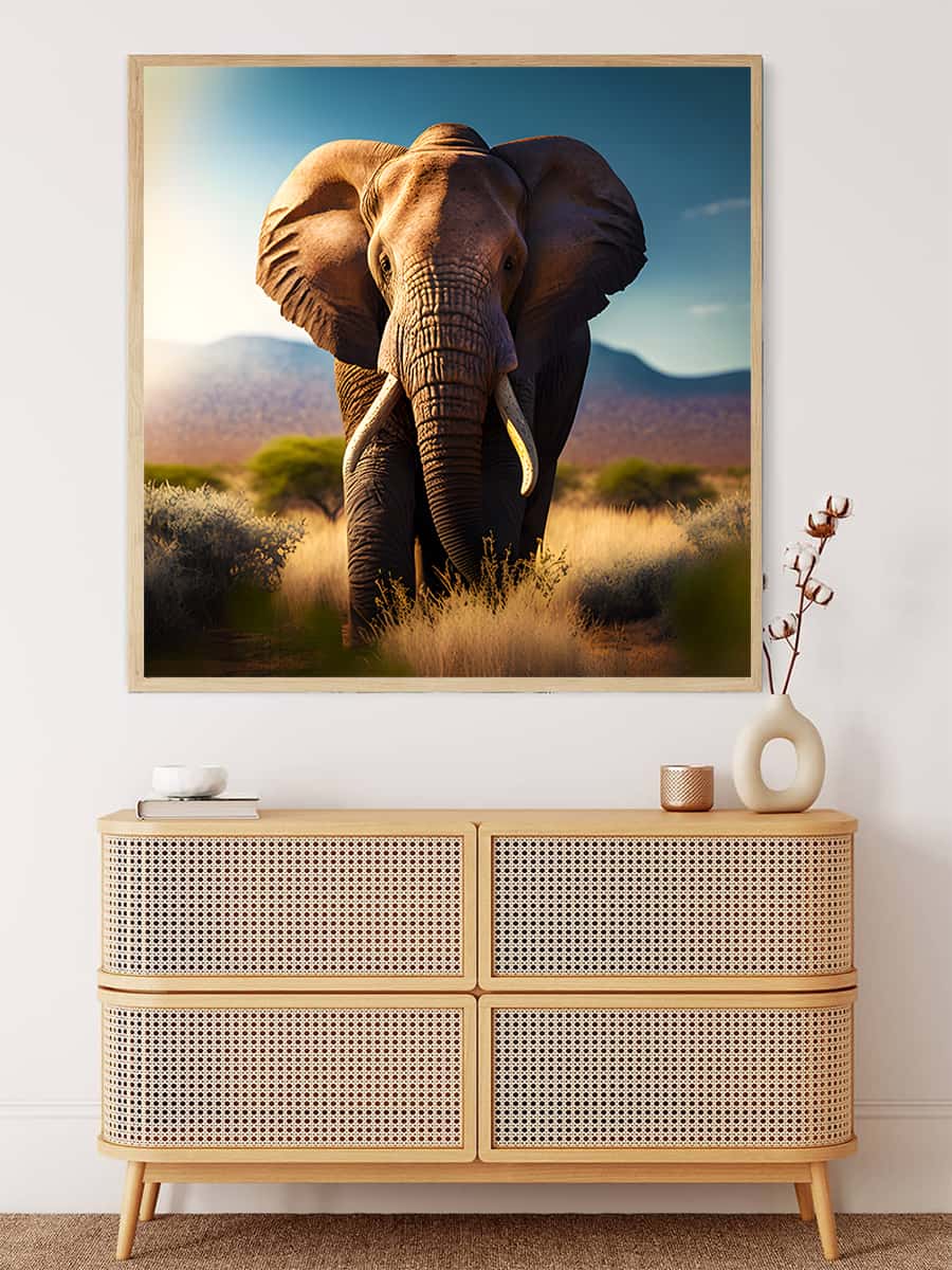 Diamond Painting - Großer Elefant Frontal - gedruckt in Ultra-HD - Elefant, Neu eingetroffen, Quadratisch, Tiere