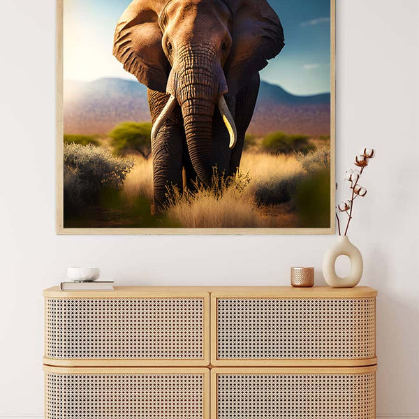 Diamond Painting - Großer Elefant Frontal - gedruckt in Ultra-HD - Elefant, Neu eingetroffen, Quadratisch, Tiere