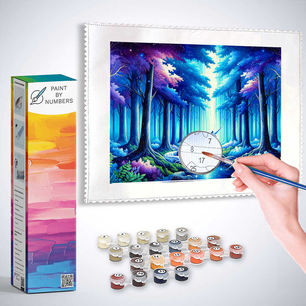 Unicorn in the magic forest - Paint by Numbers