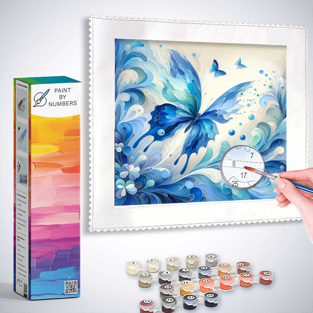 Paint by Numbers - Blue Butterfly Abstract