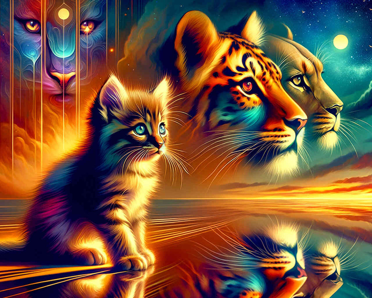 Paint by Numbers - Look into the future, leopard, lion, tiger