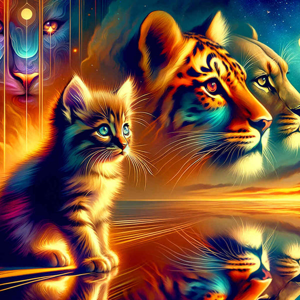 Paint by Numbers - Look into the future, leopard, lion, tiger