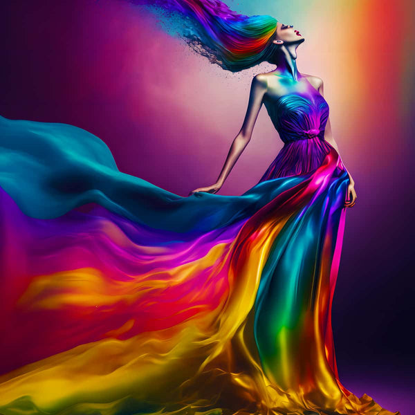 AB Diamond Painting - Frau mit Regenbogenkleid im Licht - gedruckt in Ultra-HD - AB Diamond, Menschen, Neu eingetroffen, Quadratisch