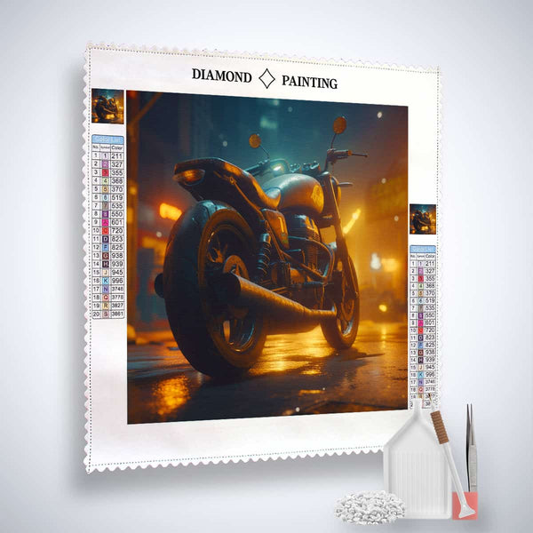 Diamond Painting Kit - Heavy Metal Giant Motorcycle Design with Sparkling Acrylic Diamonds, Tweezers, and Professional Canvas
