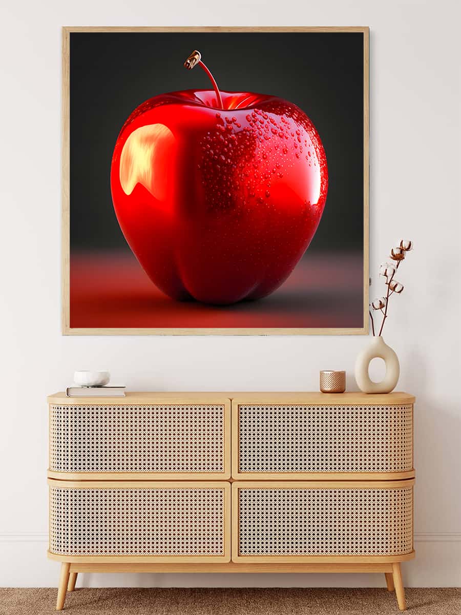 Malen nach Zahlen - Glänzender Apfel - hochwertige Leinwand - 170523, Küche, Neu eingetroffen, Obst, Quadratisch