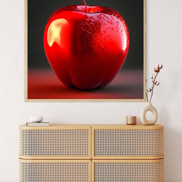 Malen nach Zahlen - Glänzender Apfel - hochwertige Leinwand - 170523, Küche, Neu eingetroffen, Obst, Quadratisch