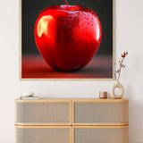 AB Diamond Painting - Shiny Apple hung above a wicker drawer chest, showcasing sparkling art for paint by numbers enthusiasts.