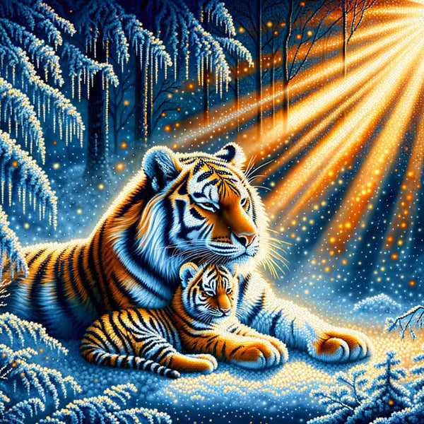 Tiger, mother with child - Paint by Numbers