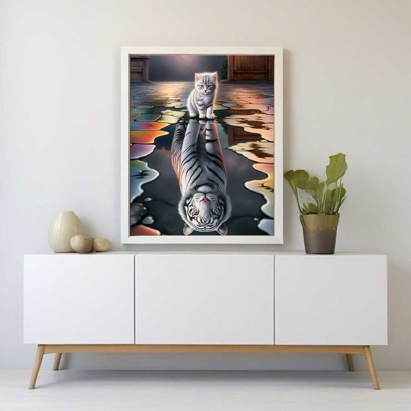 Paint by Numbers - Cat White Tiger Mirror Picture